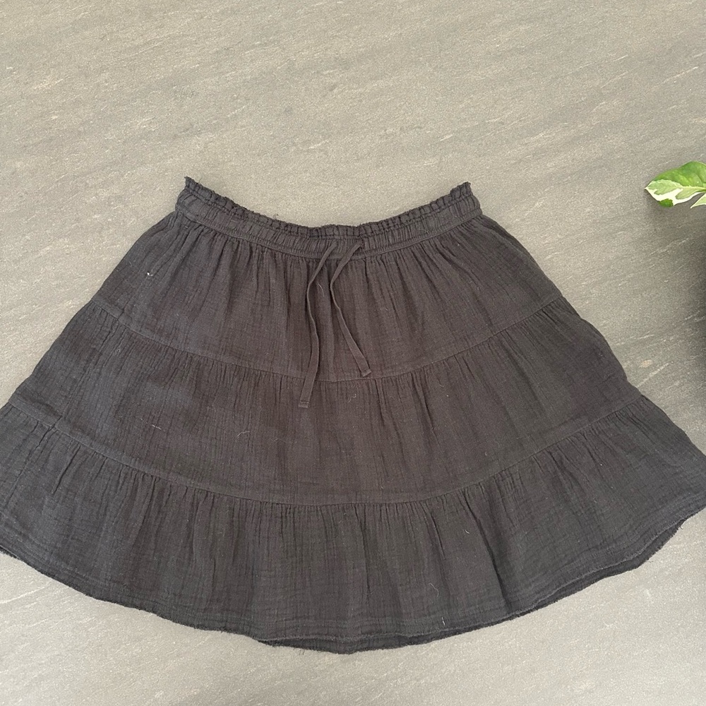 Aerie Black Tiered Skater Skirt Knee-Length